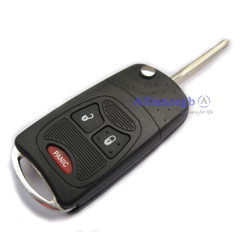 Flip Folding Remote Key Shell Case FOB For Chrysler Dodge Caliber 2+Panic BTN