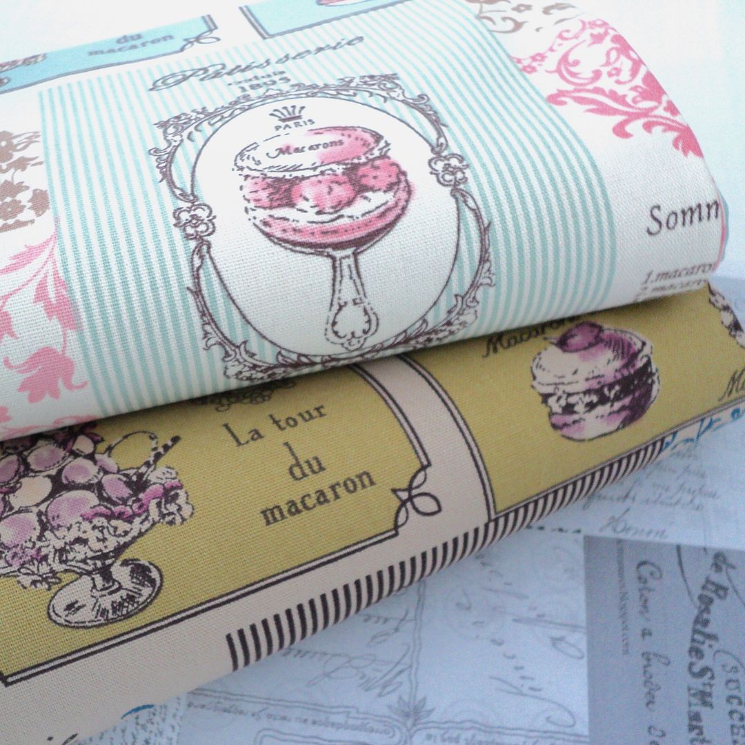 FRENCH-PARIS-PATISSERIE-MACARON-LINEN-LOOK-FABRIC-script-natural-recipe-FOLK