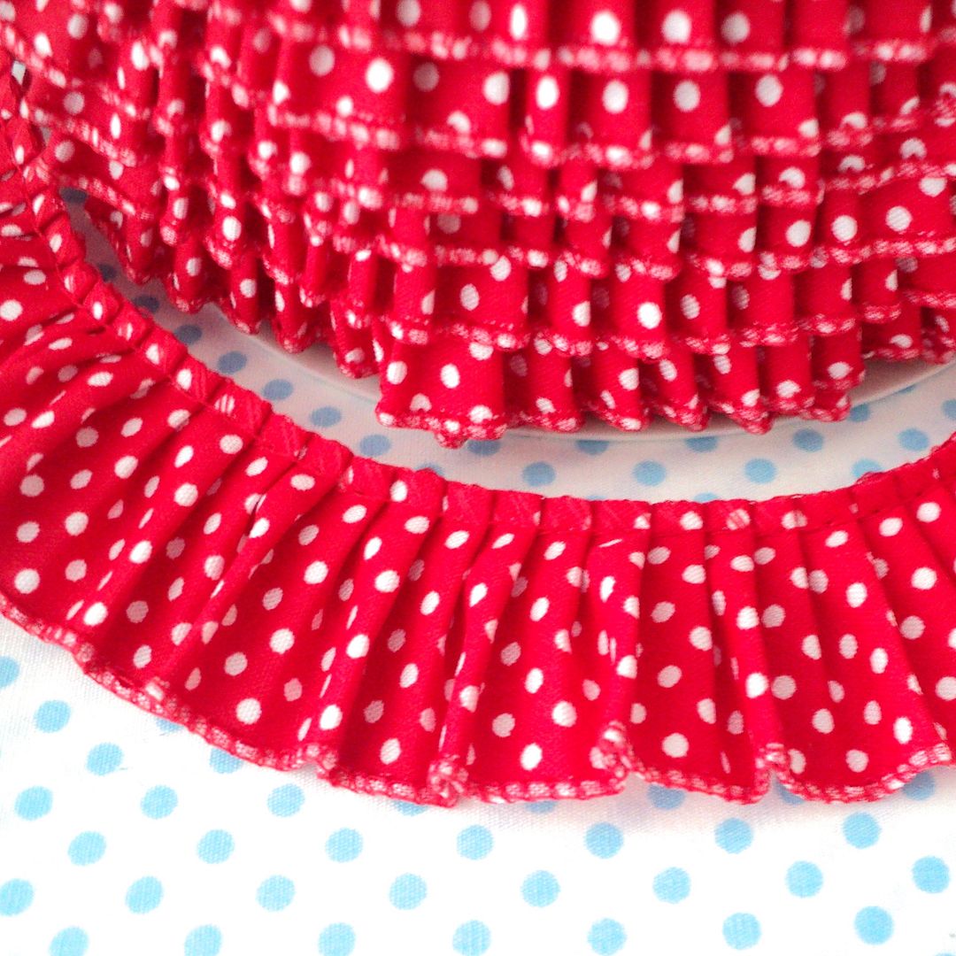POLKA DOT PLEATED GATHERED TRIM EDGING RIBBON PLISSE red eBay