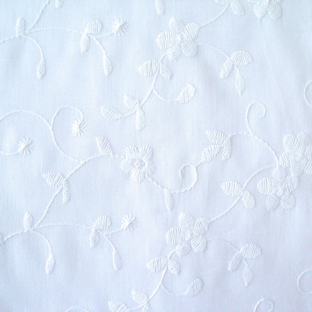 100 COTTON VOILE LAWN EMBROIDERED & PLAIN WHITE CREAM TEA DYE by the