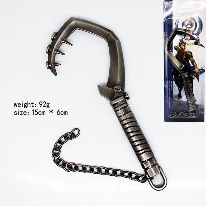 USA Overwatch OW Hanzo Silver Sickle Sword Miniature Toy Weapon 12