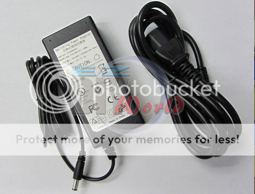 60W 12V 5A AC DC Switching Power Adapter (100/240V)  