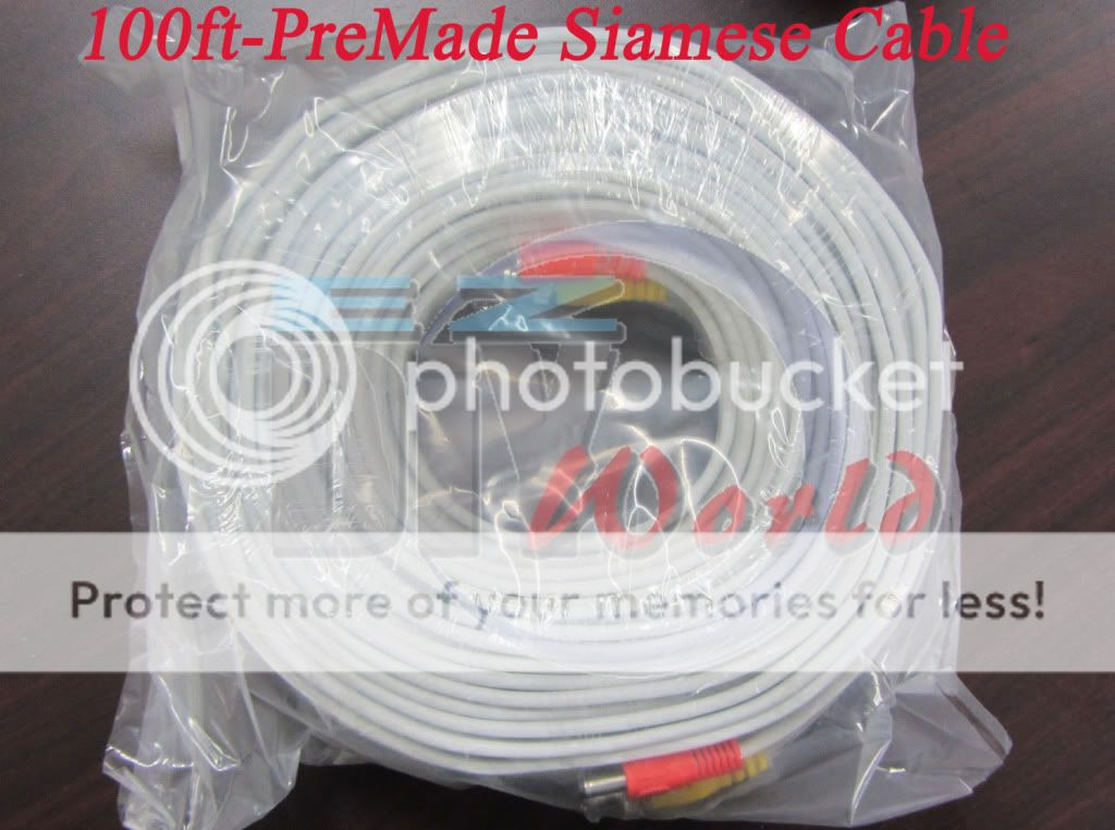 100ft All in One Cable for Security Camera White