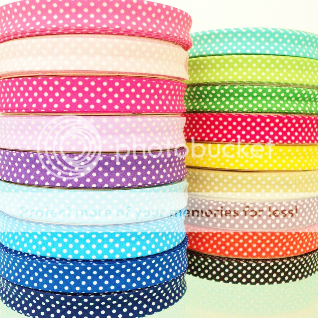 BY THE METRE - EXTRA WIDE - POLKA DOT SPOT 30mm BIAS BINDING folded ALL ...