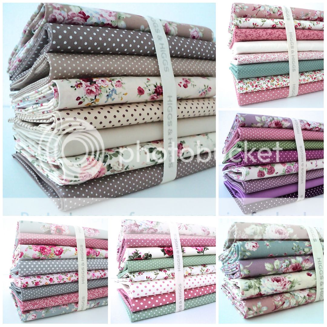 FQ Bundle Verity Vintage Floral Dots 100 Cotton Fabric Grey Pink Beige