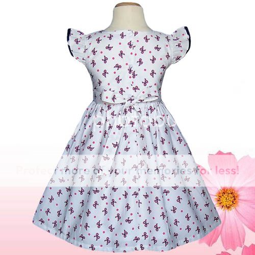 White Navy Pink Bow Birthday Party Baby Toddler Girls Dresses Clothing Sz 2T 3T